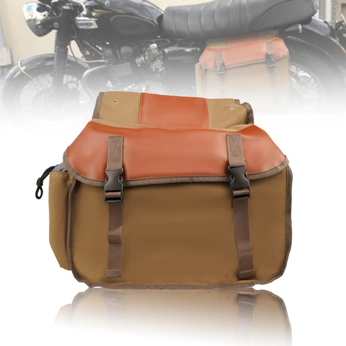 Brown Motorcycle Universal Canvas Travel Saddle Bag Rider Motorbike Panniers