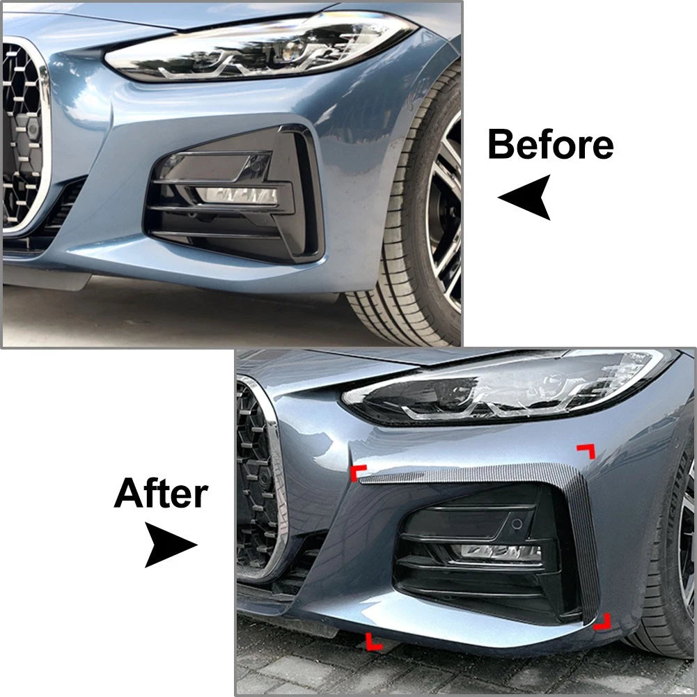 Carbon Black Front Bumper Lip Spoiler For BMW 4 Series G22 G23 M Sport 2020-2023