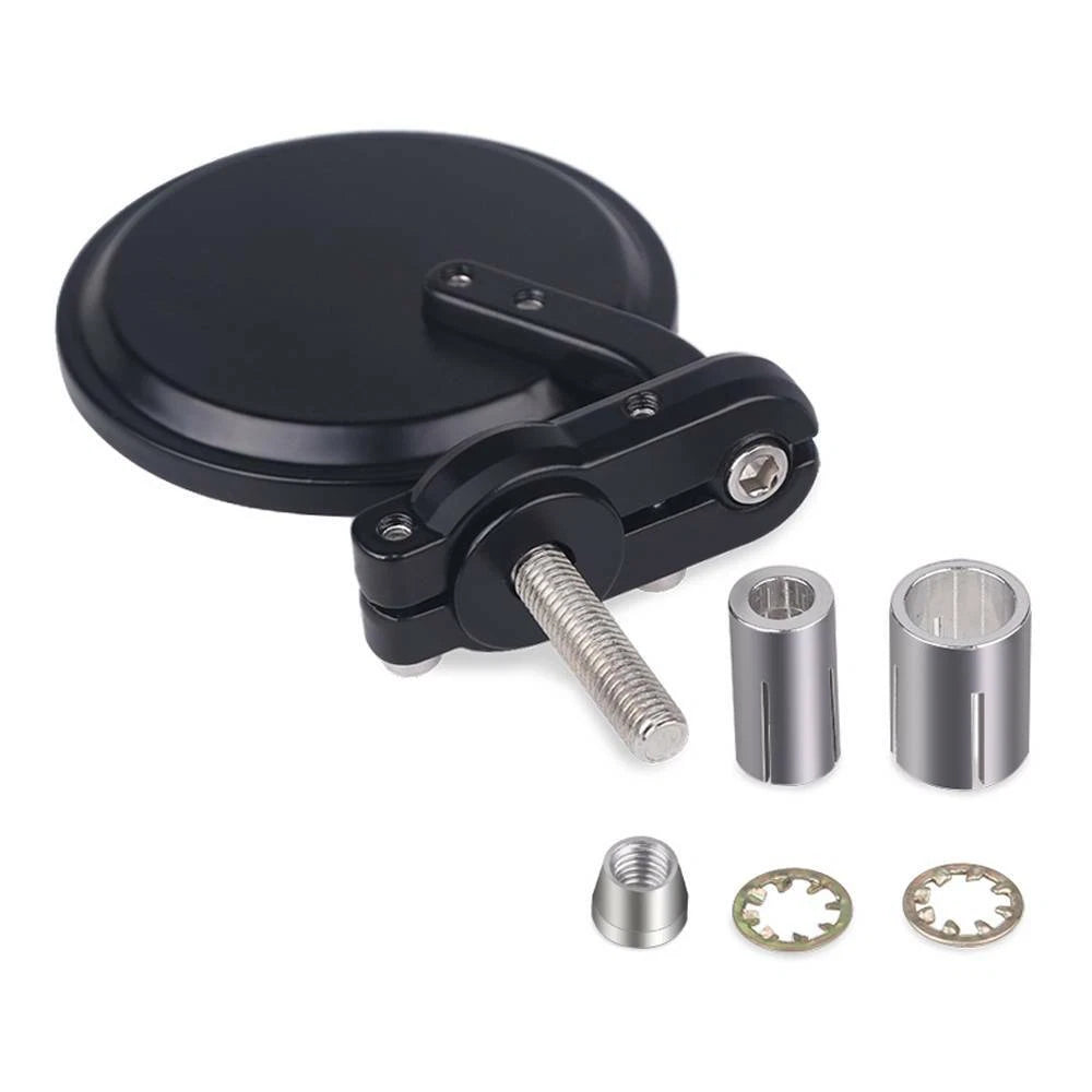 Folding Bar End Motorcycle Mirrors - Aluminum Black - Right and Left Cafe Racer