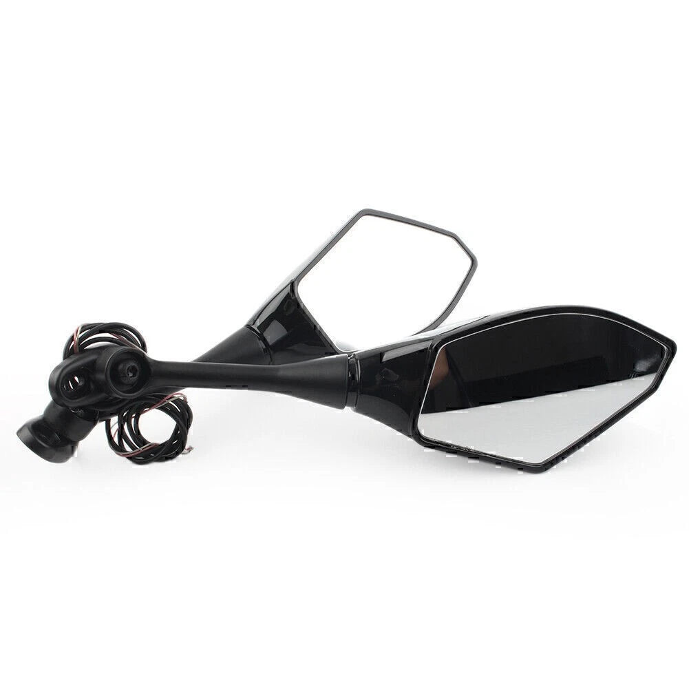 Pair Amber LED Turn Signal Rearview Side Mirror For Honda CBR600RR CBR1000RR