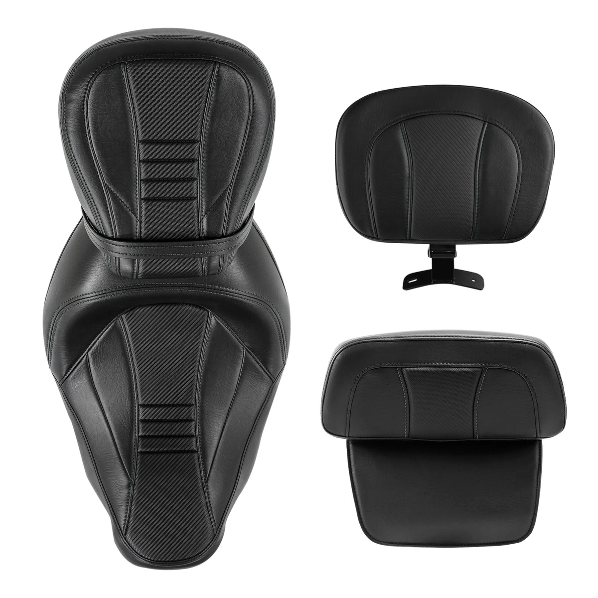 Black Driver Passenger Seats Front Rear Backrest Fit For Harley Road Glide 14-23
