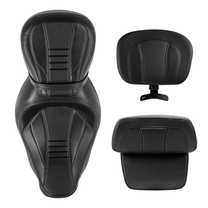 Black Driver Passenger Seats Front Rear Backrest Fit For Harley Road Glide 14-23