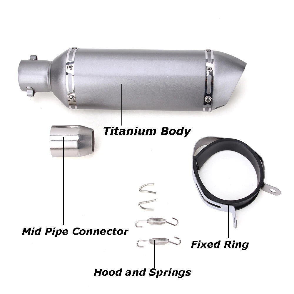 Motorcycle 370MM Universal Exhaust Muffler Pipe with DB Killer Slip on Bike ATV
