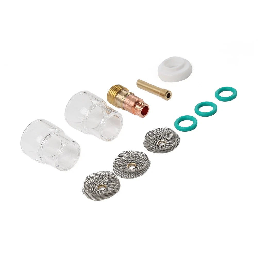 11pcs TIG Welding Torch Stubby Gas Lens #12 Pyrex Glass Cup Kit For WP-17/18/26