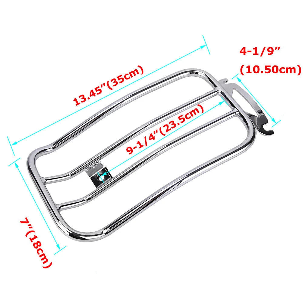 Chrome Solo Seat Luggage Rear Fender Rack For Harley Touring FLHT FLHR 1997-2015