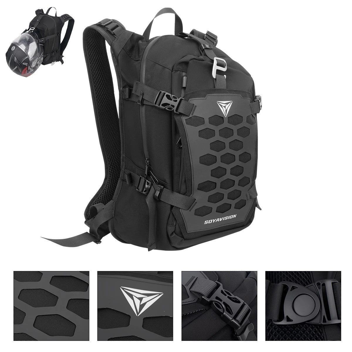 Motorcycle Backpack Waterproof Helmet Luggage Backpack Bag Men Accessories Black
