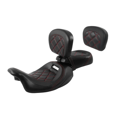 Driver & Passenger Seats Backrest Fit For Harley Electra Glide 2009-23 Black Red