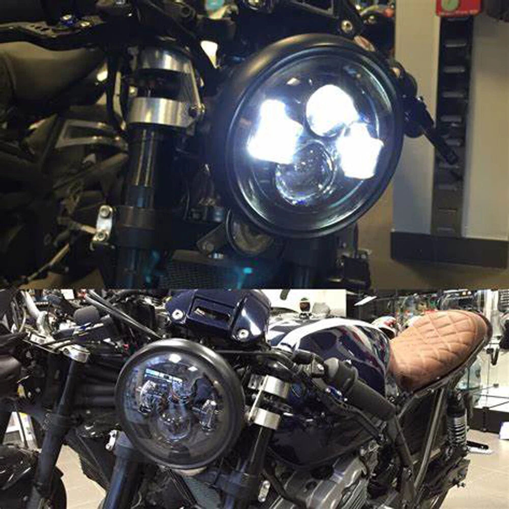 6.5'' Motorcycle LED Headlight W/ Bracket Universal For Harley Bobber Cafe Racer
