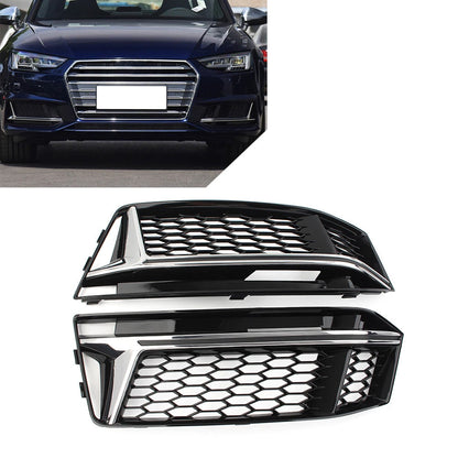 Front Bumper Fog Light Grille Cover Honeycomb For Audi A4 B9 S4 2016-2018