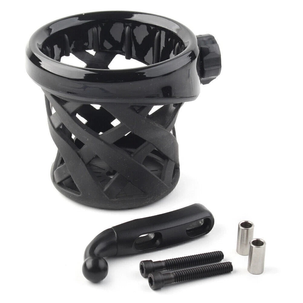 Motorcycle Handlebar Black Cup Holder Drink W/Mesh Basket Universal For Harley