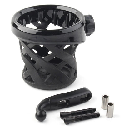 Motorcycle Handlebar Black Cup Holder Drink W/Mesh Basket Universal For Harley