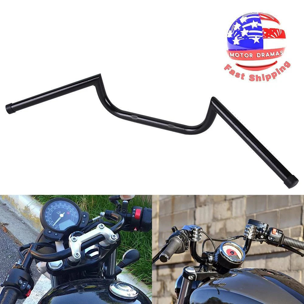 Black 7/8" 22mm Motorcycle Handlebars High-Rise Drag Bar For Honda Yamha Suzuki