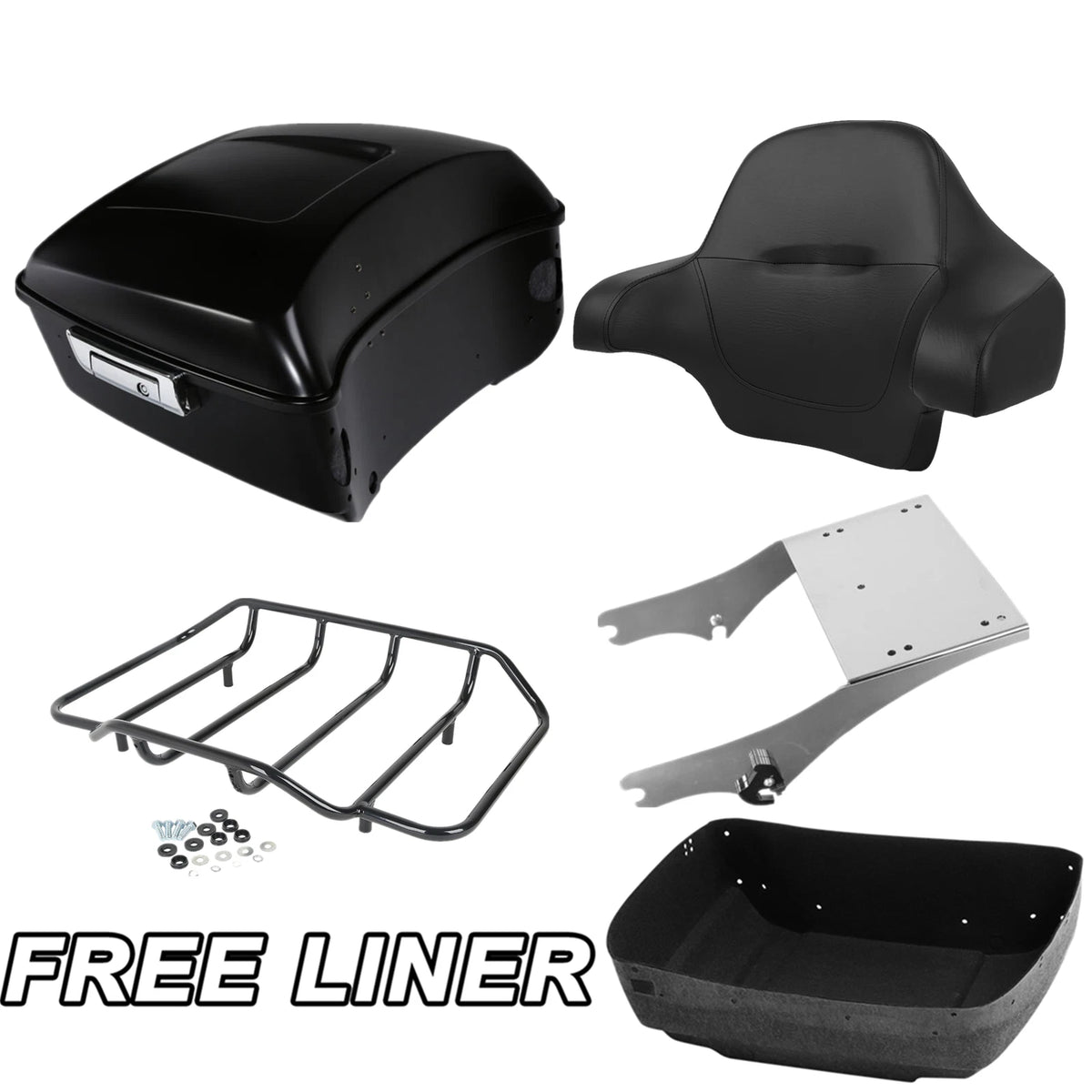 Matte Black King Trunk Backrest Mount Rack Fit For Harley Touring 97-08 98