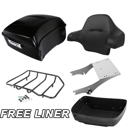 Matte Black King Trunk Backrest Mount Rack Fit For Harley Touring 97-08 98