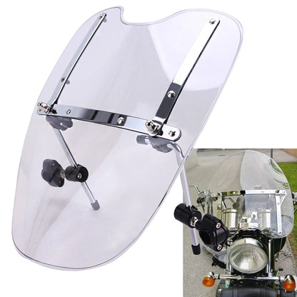 Large 19"x17" Clear Motorcycle Windshield for Harley Honda Suzuki Yamaha Cruiser