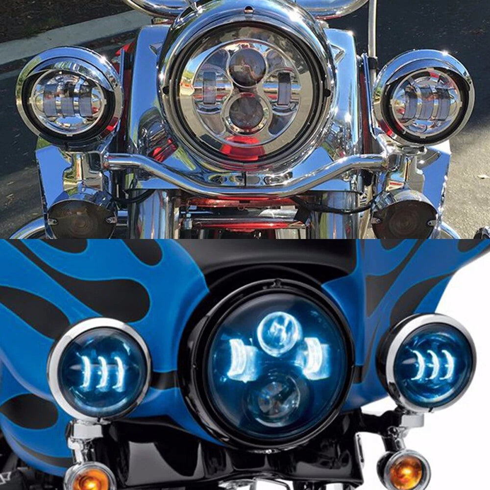Pair 4-1/2 Inch 4.5" Chrome Fog Lights Housing Passing Lamp Bracket Bulb Bucket