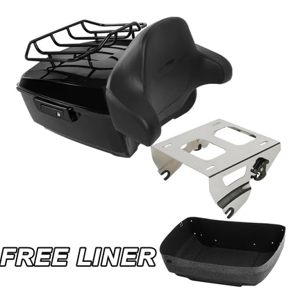 Black King Trunk Backrest Pad Solo Mount Fit For Harley Electra Road Glide 14-25