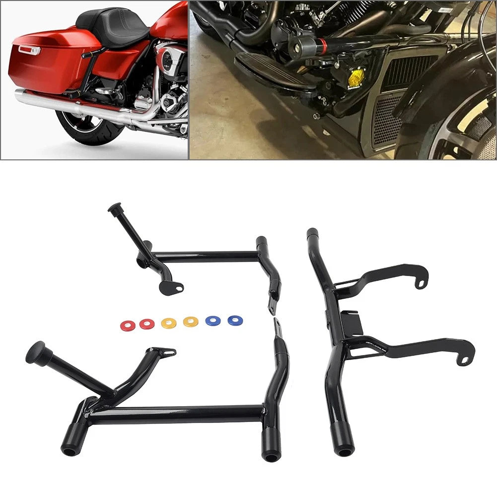 Front Engine Guard Saddlebag Crash Bar For Harley Road King Street Glide 2014+