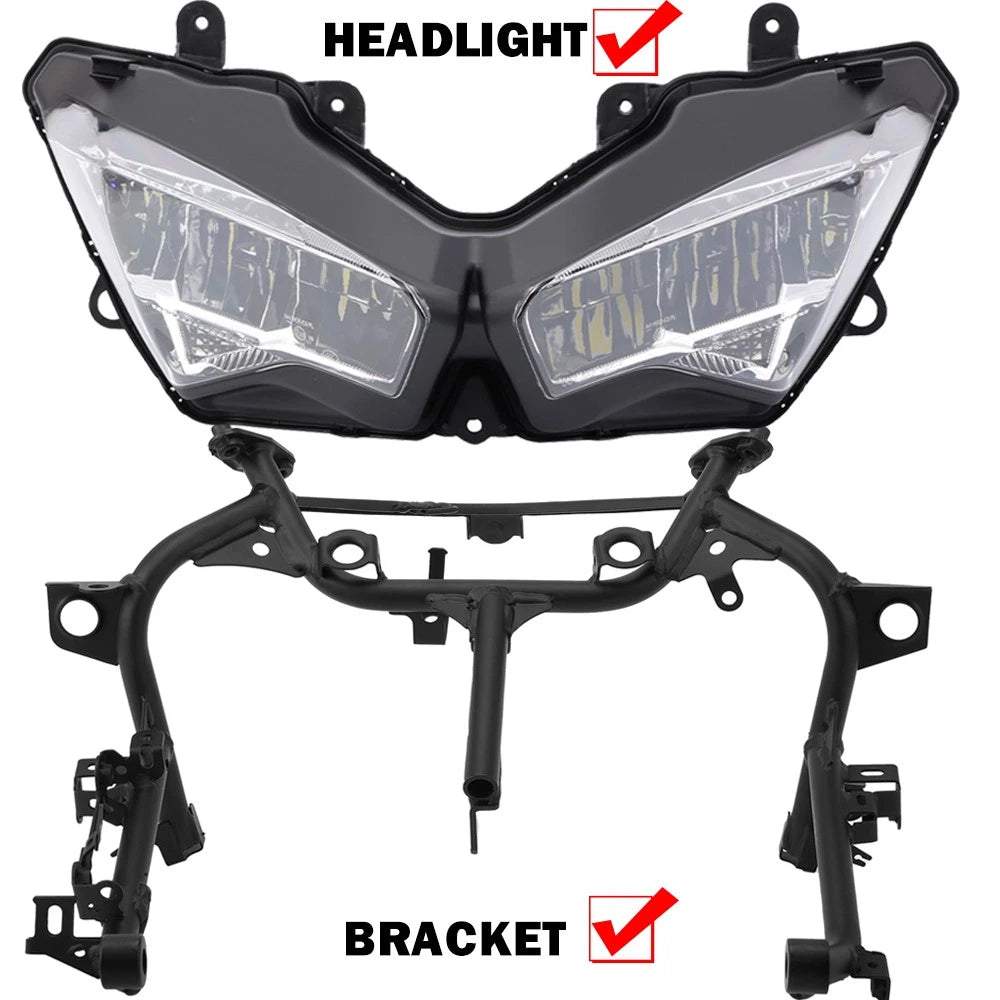 Front Headlight Lamp + Upper Stay Fairing Bracket For Kawasaki Ninja 400 2018-25