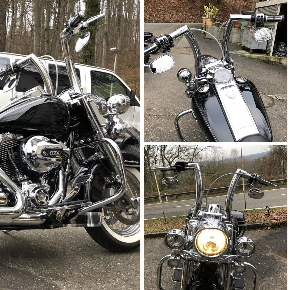 Chrome 14" Rise 2'' Ape Hanger Handlebar For Harley Touring Sportster XL Softail