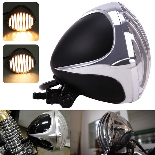 Headlight Light Finned Prison Grill For Harley Chopper Bobber Cafe Racer Cruiser