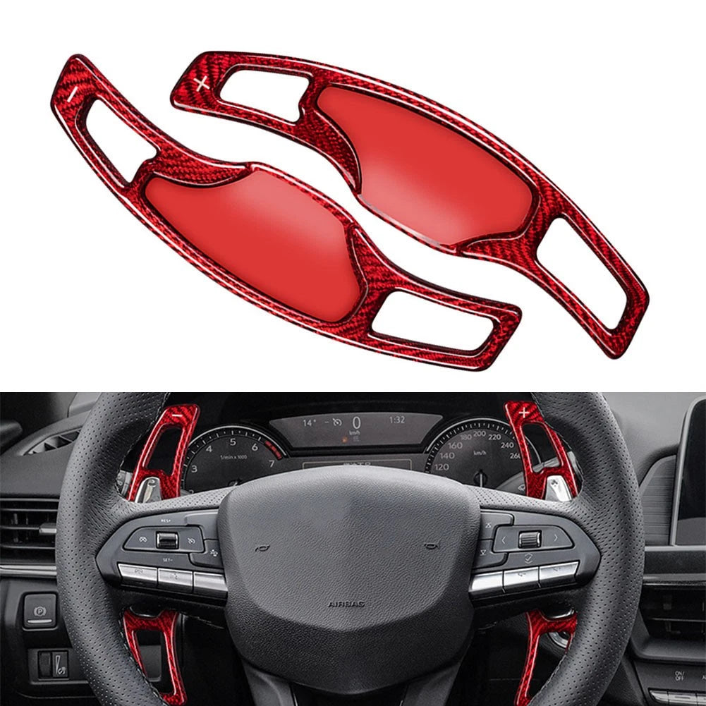 Carbon Fiber Red Steering Wheel Paddle Shifter Extension For Cadillac CT5 20-22