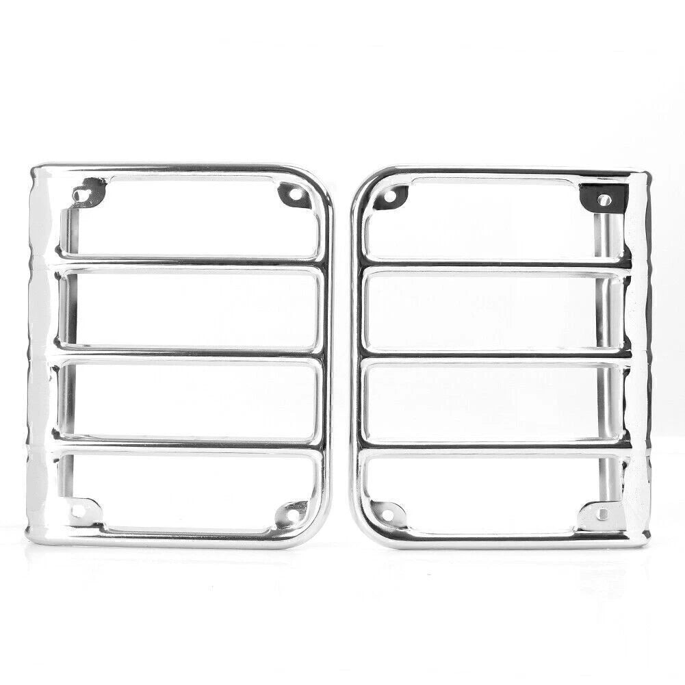 2x Steel Tail Light Cover Protector for JEEP WRANGLER JK 2007 -2016 Chrome Metal