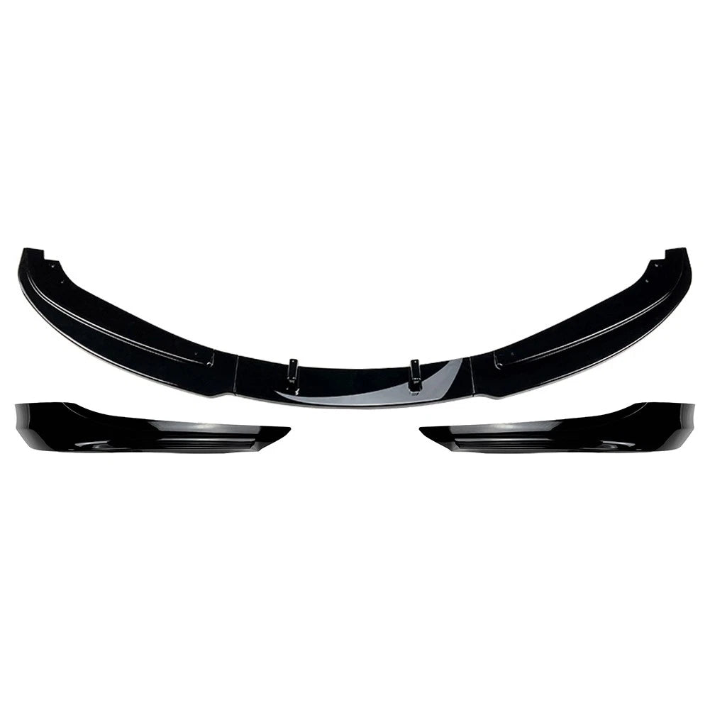 Front Bumper Spoiler Lip+Side Trim For BMW 3Series E90 4-Door Sedan Bright Black