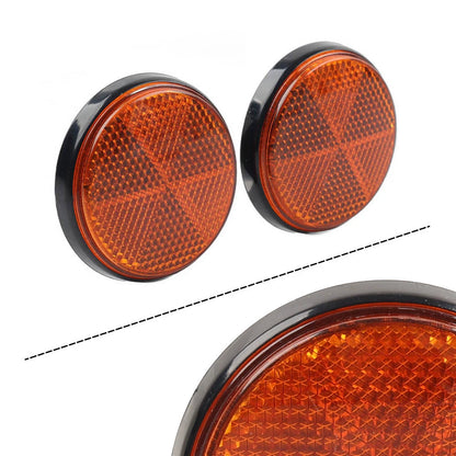 M5 2PCS Round Warning Reflector Side Marker Universal For Motorcycle ATV Yellow