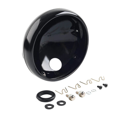 7" Motorcycle Round Headlight Headlamp Housing Cover Bucket Gloss Black Iron