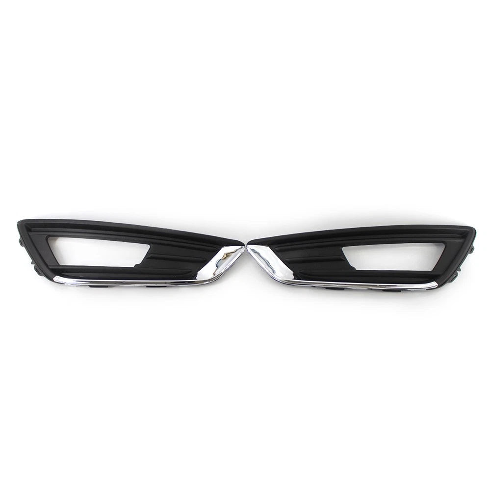 1Pair Chrome Black Front Bumper Grill Fog Light Lamp Covers Fit FORD Focus 15-17