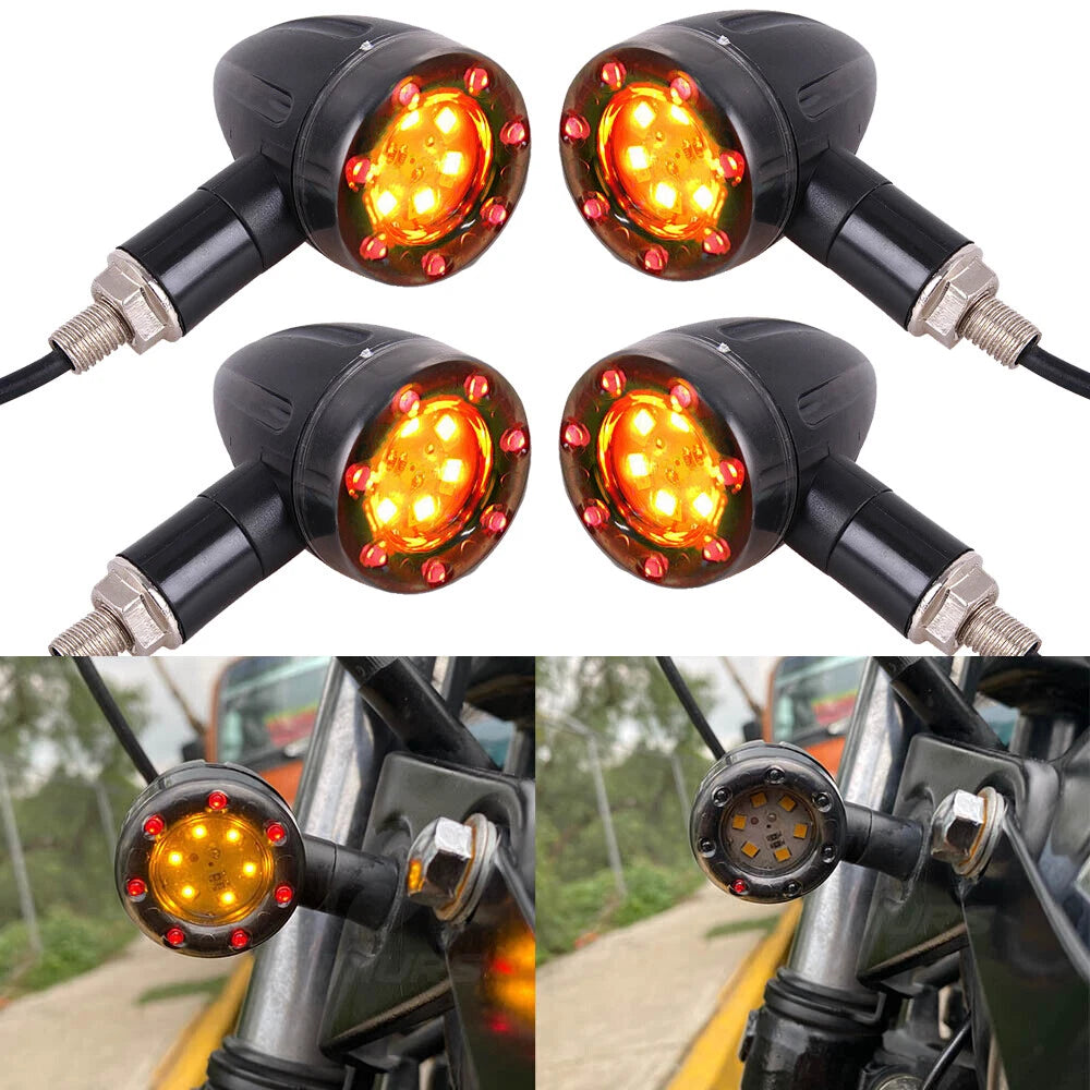 4x Motorcycle LED Bullet Brake Running Turn Signal Tail Light For Bobber Racer