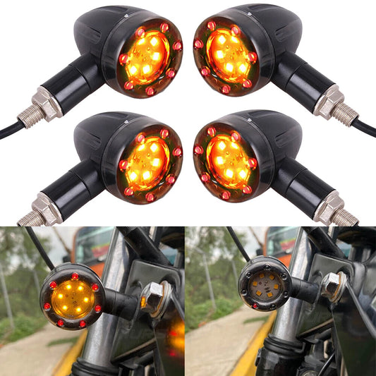 4x Motorcycle LED Bullet Brake Running Turn Signal Tail Light For Bobber Racer