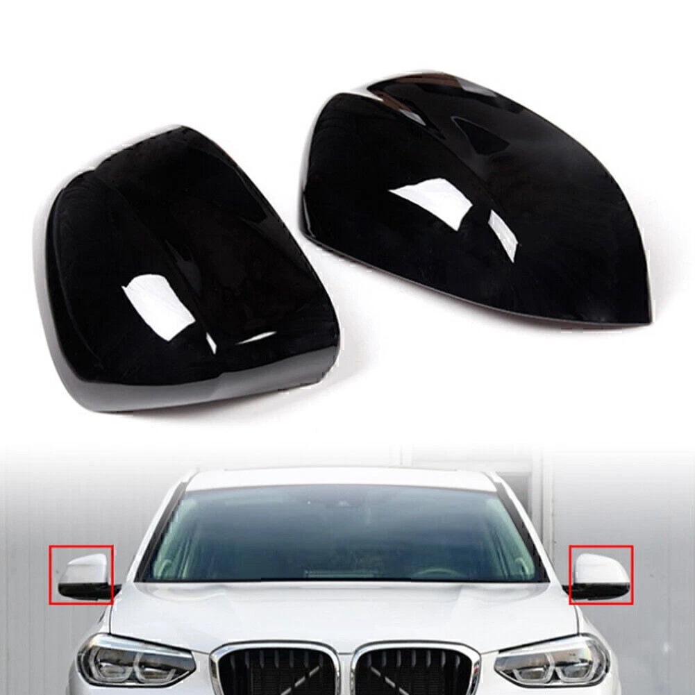 Fit BMW X3 X4 G01 G02 2018-2022 Rearview Rear View Mirror Cap Cover Gloss Black