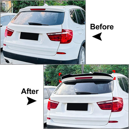 Glossy Black Rear Spoiler Lip Roof Wing Glossy Black For BMW X3 F25 2011-2017