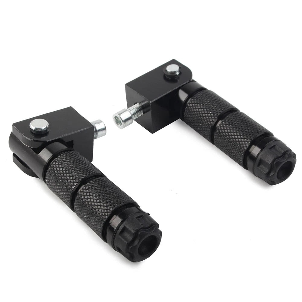 Universal 8mm Folding Passenger Foot Pegs for Electric Motor Bicycle ATV Black