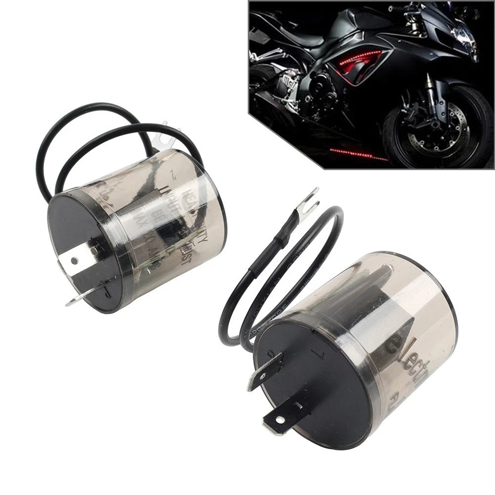 12V 2Pin LED Flasher Relay Heavy Duty Turn Signal with Ground Wire EF32 20Amps