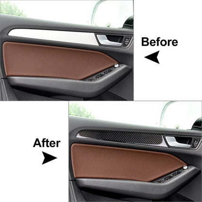 Interior Door Panel Cover Trim Sticker Carbon Fiber For Audi A4 B8 2009-16 4PCs