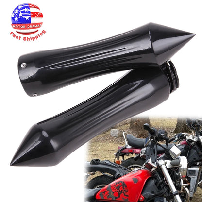 Black 1" 25mm Spike Motorcycle Handle Bar Hand Grips for Harley Cruiser Chopper