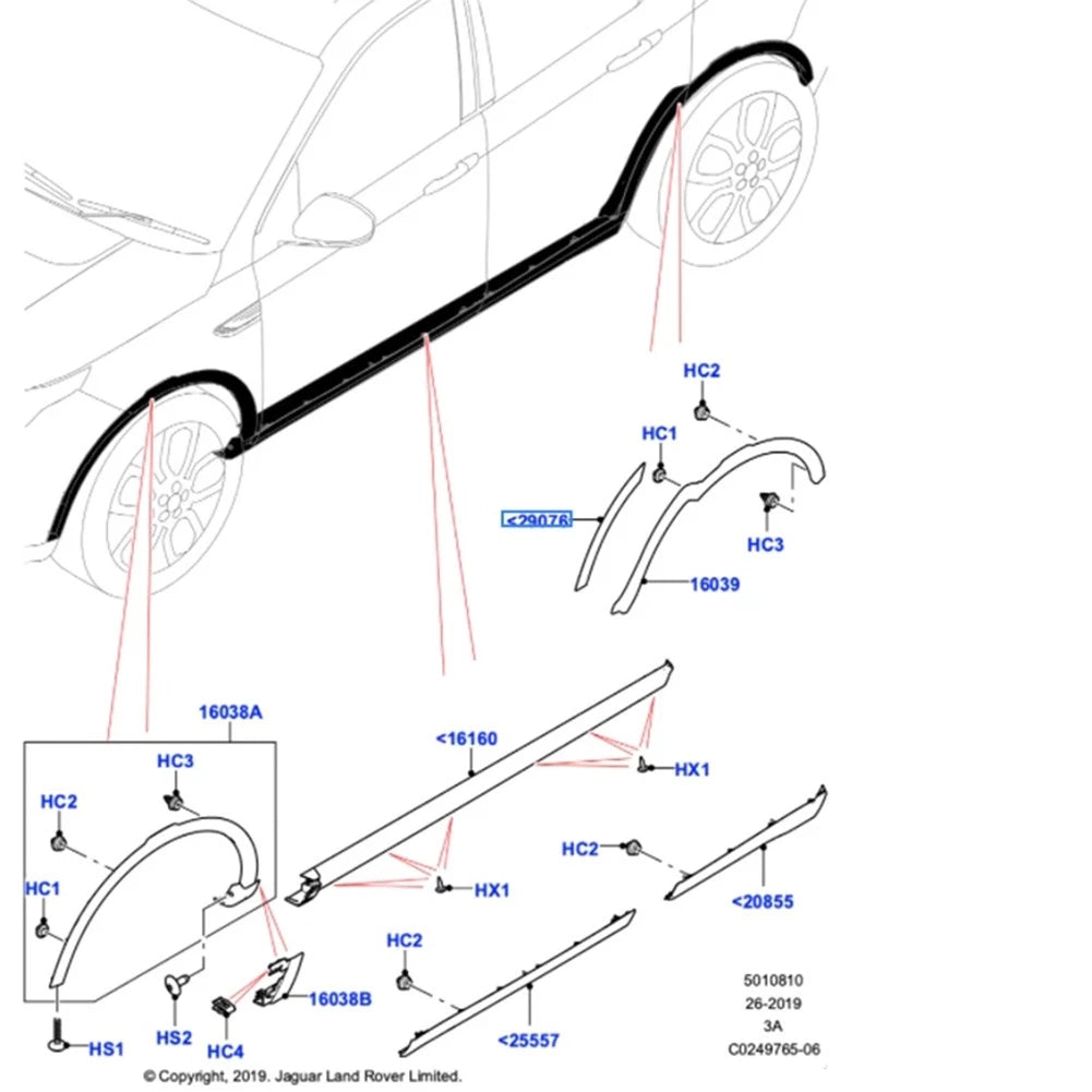 Rear Wheel Front Arch Door Molding For Land Rover Discovery Sport 15-22 LR058530