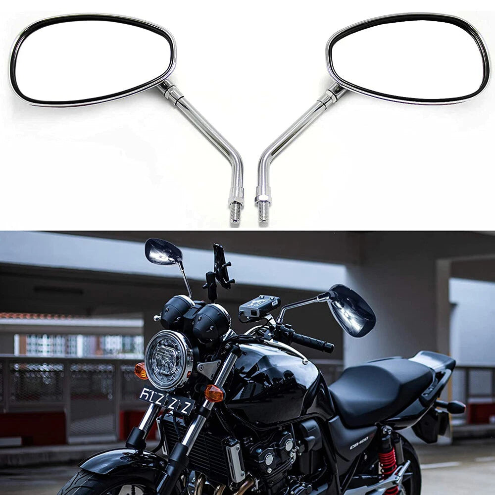1Pair Chrome Motorcycle Rearview Side mirrors Long Stem For Honda Suzuki Kawaski