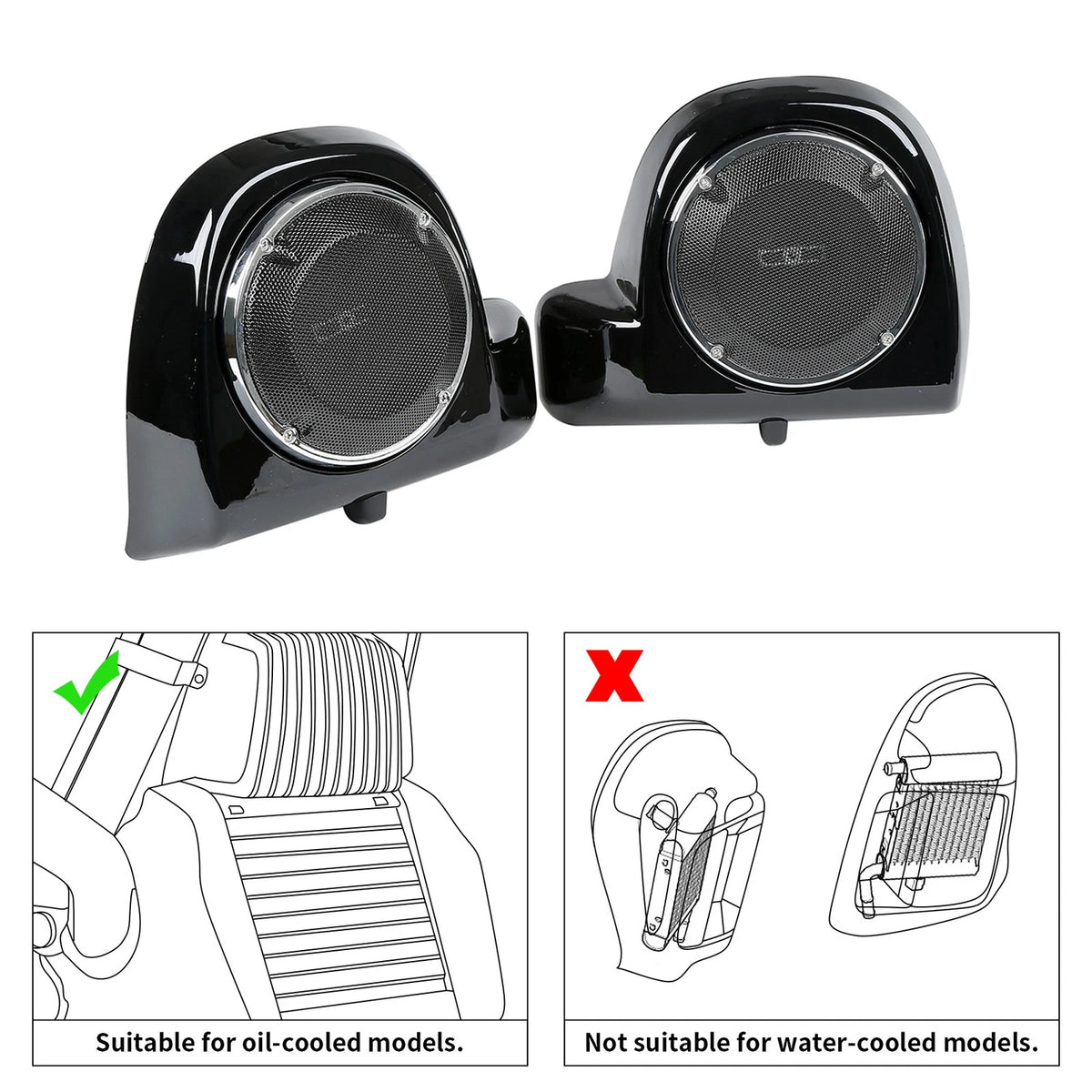 6.5" Lower Vented Fairing Pods Box+Speaker+Grills Fit For Harley Touring 14-24