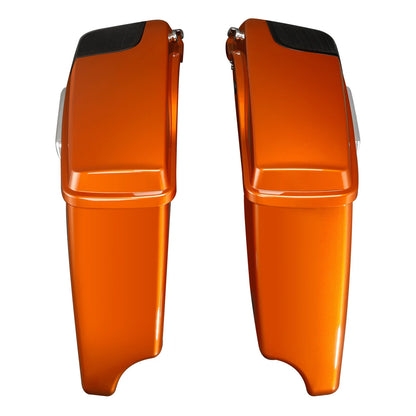 4"Stretched Saddlebags For Harley Street Glide 14-23 Scorched Orange/Black Denim