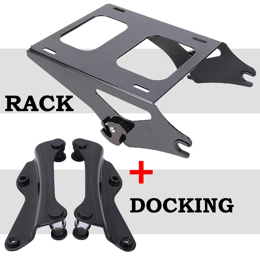 Two Up Tour Pack Mount Luggage Rack + Docking Kit For Harley Touring 2014-2023