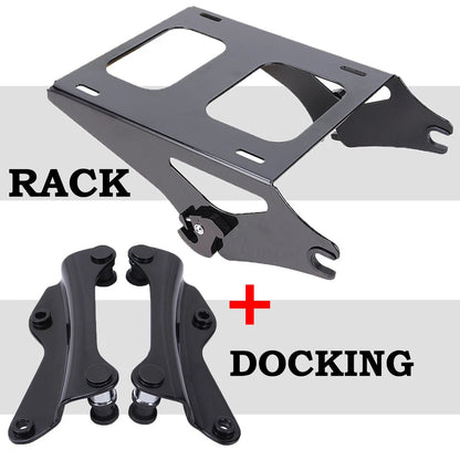 Two Up Tour Pack Mount Luggage Rack + Docking Kit For Harley Touring 2014-2023