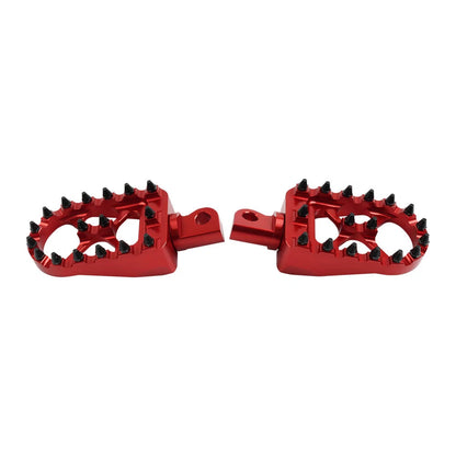 Wide Fat Foot Pegs MX Style Footpegs For Harley Dyna Sportster Fatboy Red+Black