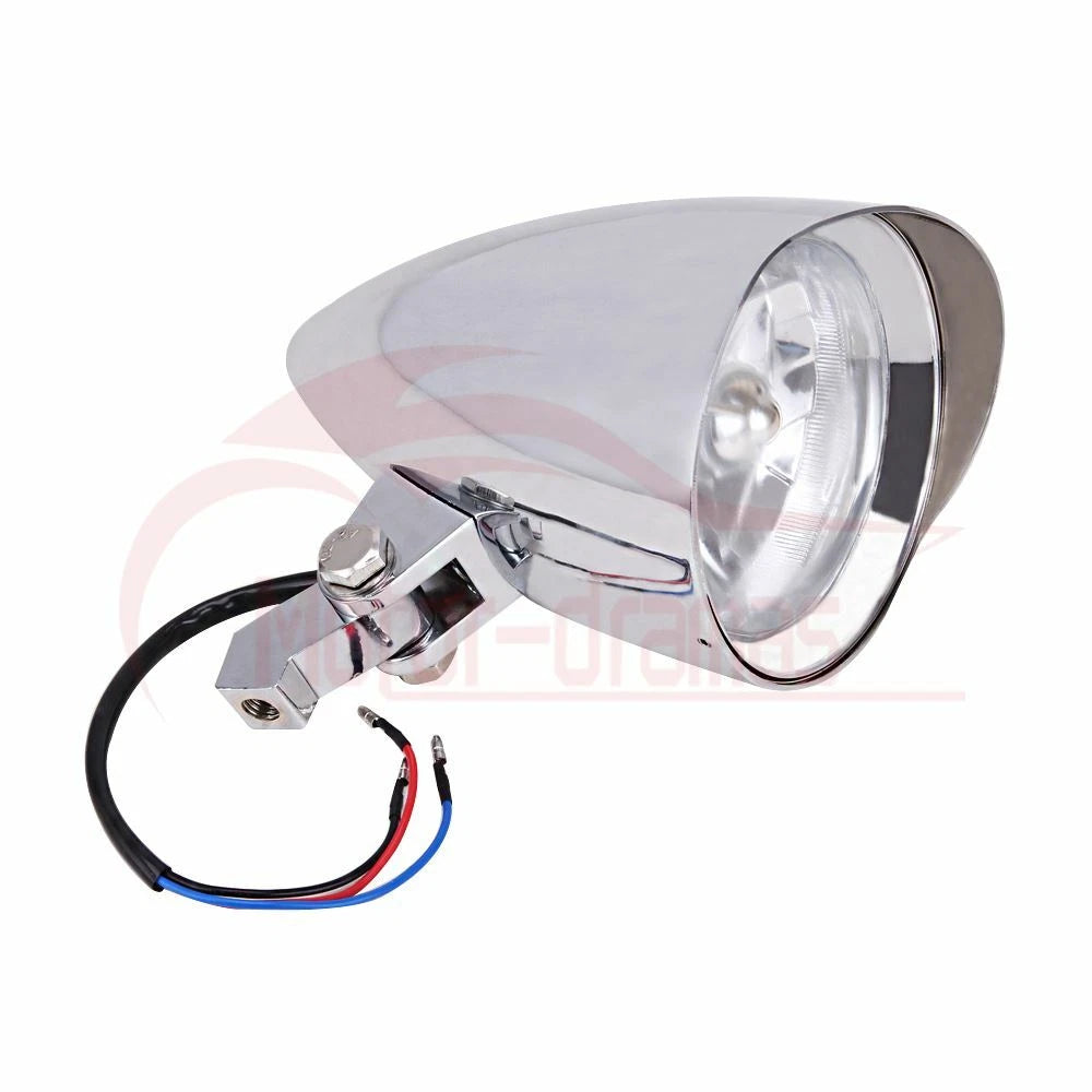 Motorcycle Chrome High Low Visor Bullet Headlight Lamp For Harley Bobber Chopper