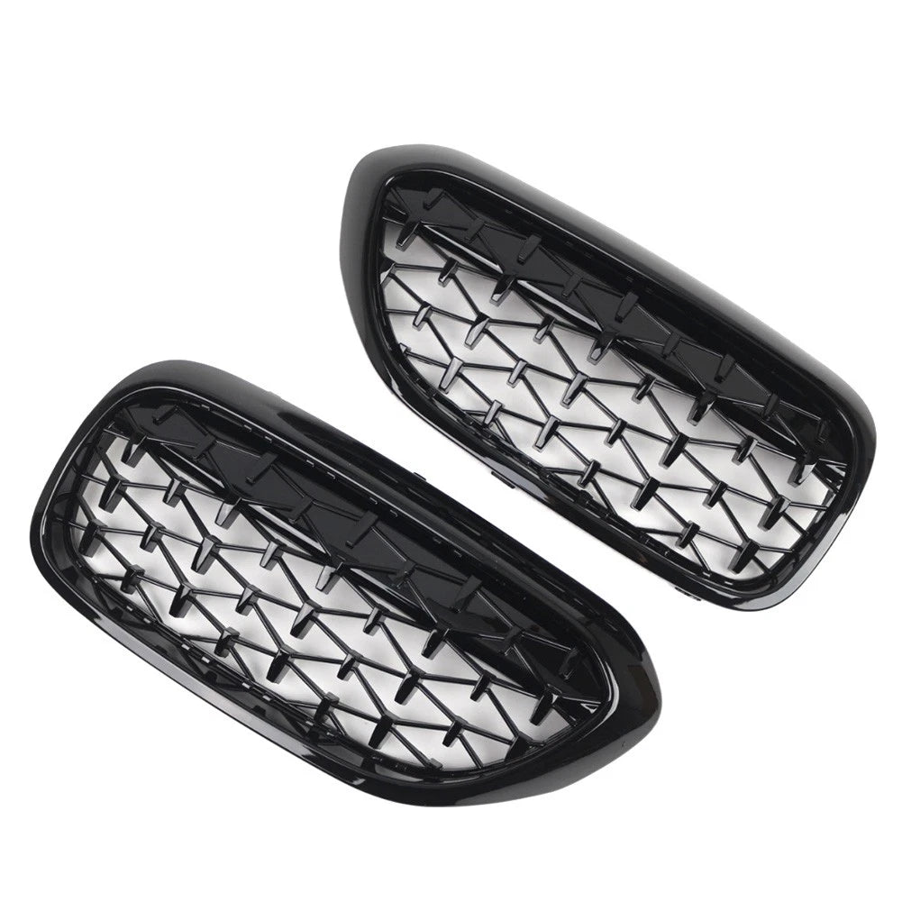 1 Pair Front Kidney Grille Glossy Black For BMW 5 Series G30 G31 2017-2019