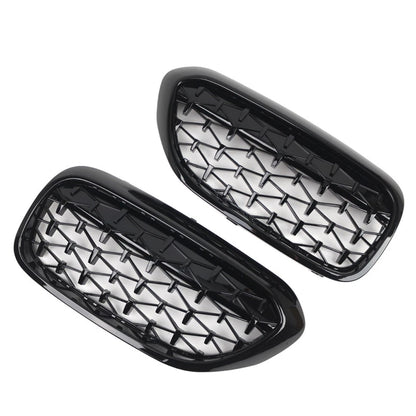 1 Pair Front Kidney Grille Glossy Black For BMW 5 Series G30 G31 2017-2019