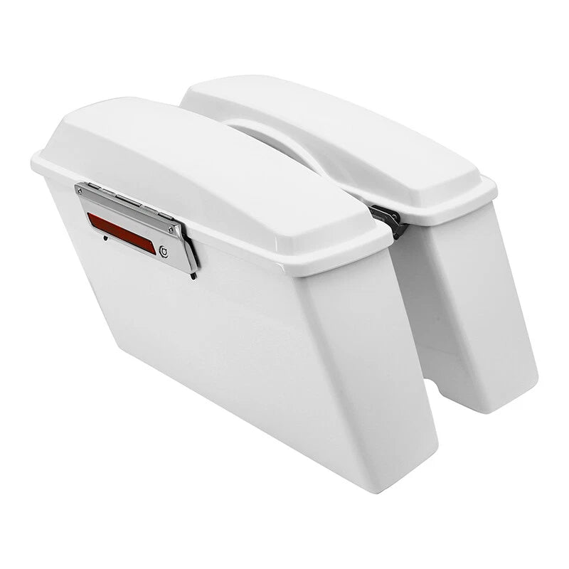 White Hard Saddlebags & Conversion Bracket Fit For Harley Softail Springer 84-17